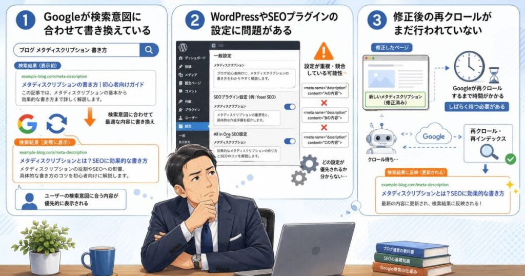 メタディスクリプションが反映されない主な原因