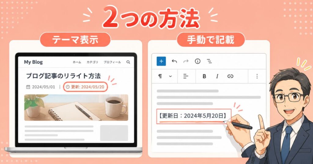 ブログのリライト後に更新日を表示させる方法は3つ