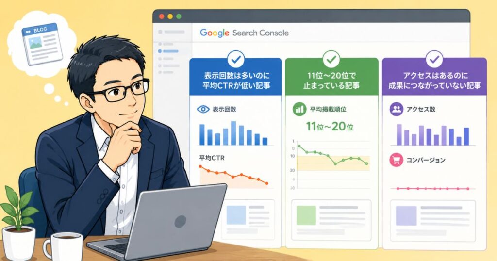 サーチコンソールでリライトすべき記事の選び方