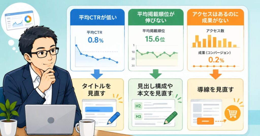 サーチコンソールの数値別リライト方法